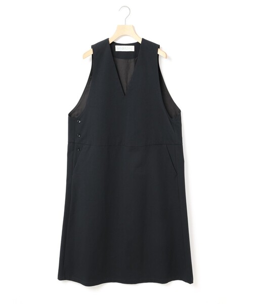 MidiUmi（ミディウミ）の「MidiUmi Vネックジャンパースカート（ワンピース・レディース・ベージュ/ネイビー/チャコールグレー・FREE）」の4枚目の写真