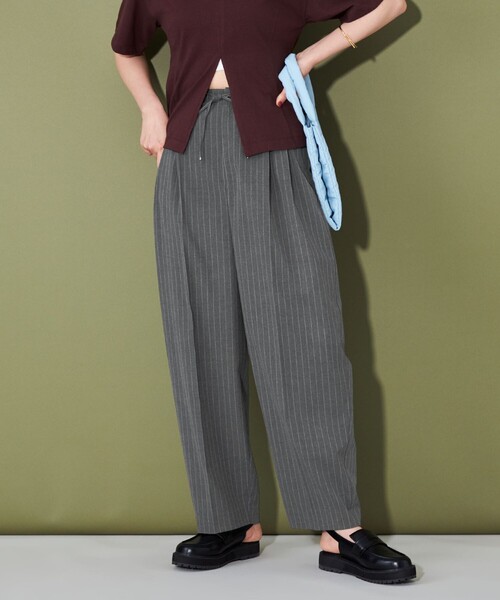 CITEN(シテン)の「<CITEN>ワイドスラックス ストライプ(スラックス・レディース・グレー・S/M/L)」の10枚目の写真
