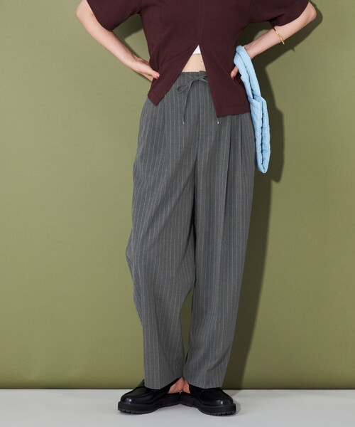 CITEN(シテン)の「<CITEN>ワイドスラックス ストライプ(スラックス・レディース・グレー・S/M/L)」の9枚目の写真
