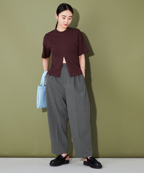 CITEN(シテン)の「<CITEN>ワイドスラックス ストライプ(スラックス・レディース・グレー・S/M/L)」の8枚目の写真
