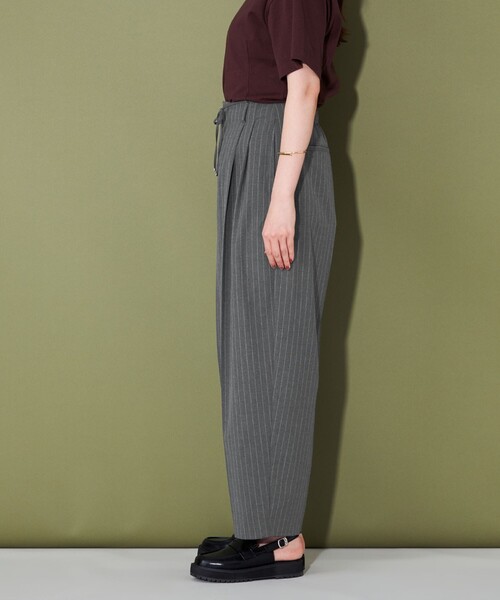 CITEN(シテン)の「<CITEN>ワイドスラックス ストライプ(スラックス・レディース・グレー・S/M/L)」の5枚目の写真