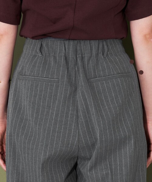 CITEN(シテン)の「<CITEN>ワイドスラックス ストライプ(スラックス・レディース・グレー・S/M/L)」の2枚目の写真