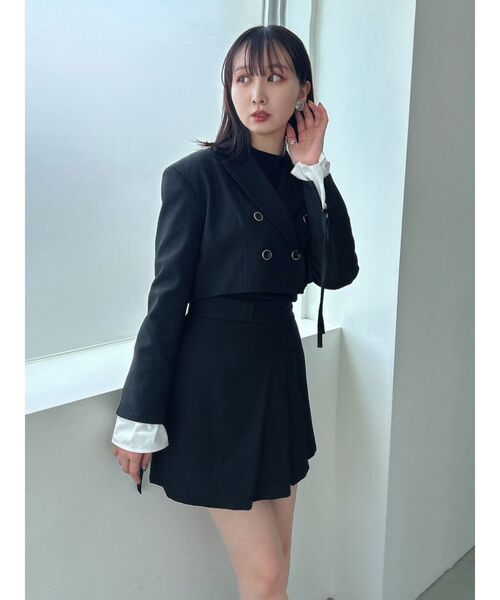 dazzlin(ダズリン)の「【セットアップ対応】タックフレアボンディングミニスカート(スカート・レディース・ブラウン/グレー/ブラック・SMALL/MEDIUM)」の18枚目の写真