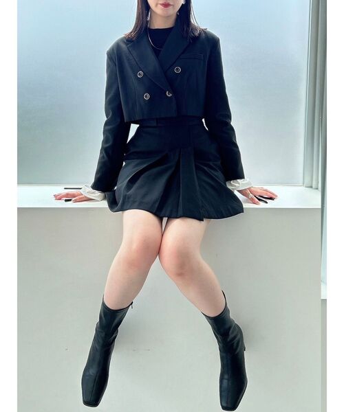 dazzlin(ダズリン)の「【セットアップ対応】タックフレアボンディングミニスカート(スカート・レディース・ブラウン/グレー/ブラック・SMALL/MEDIUM)」の14枚目の写真