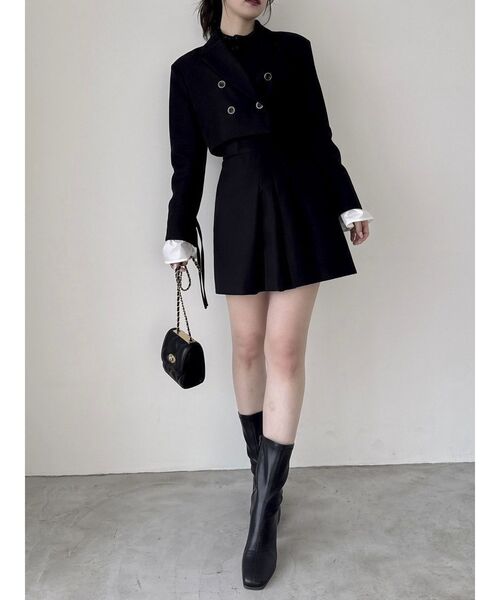 dazzlin(ダズリン)の「【セットアップ対応】タックフレアボンディングミニスカート(スカート・レディース・ブラウン/グレー/ブラック・SMALL/MEDIUM)」の9枚目の写真