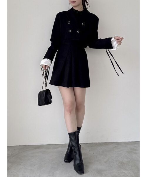 dazzlin(ダズリン)の「【セットアップ対応】タックフレアボンディングミニスカート(スカート・レディース・ブラウン/グレー/ブラック・SMALL/MEDIUM)」の8枚目の写真