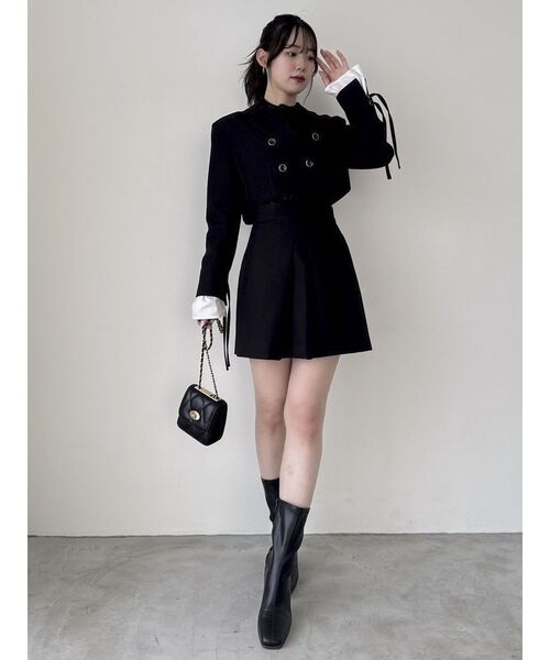 dazzlin(ダズリン)の「【セットアップ対応】タックフレアボンディングミニスカート(スカート・レディース・ブラウン/グレー/ブラック・SMALL/MEDIUM)」の7枚目の写真