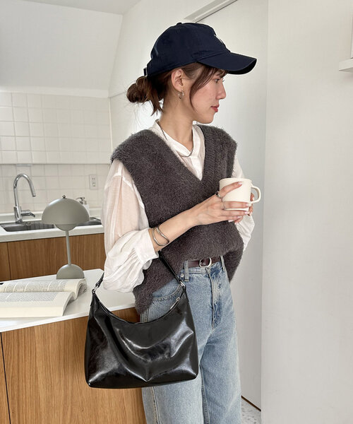 DISCOAT（ディスコート）の「パデッドホーボーバッグ（トートバッグ・レディース・ブラック/ブラウン/イエロー・FREE）」の19枚目の写真