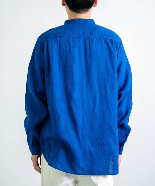 SPELLBOUND / スペルバウンド] リネンキャンバス スタンドカラーシャツ