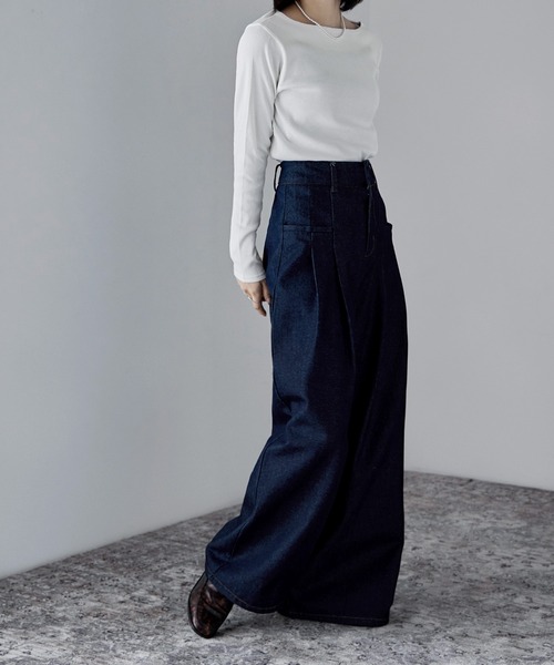 etoll.（エトル）の「ボートネックコットンロングスリーブリブT（Tシャツ/カットソー・レディース・ベージュ/ブラック/オフホワイト/杢グレー・L/LL/M/3L/4L）」の16枚目の写真