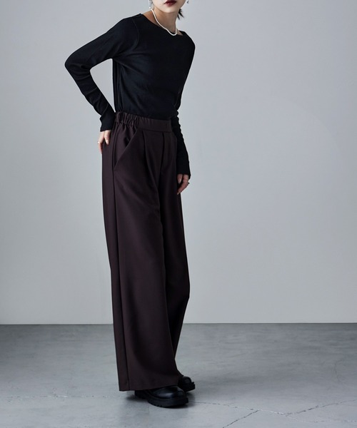 etoll.（エトル）の「ボートネックコットンロングスリーブリブT（Tシャツ/カットソー・レディース・ベージュ/ブラック/オフホワイト/杢グレー・L/LL/M/3L/4L）」の22枚目の写真