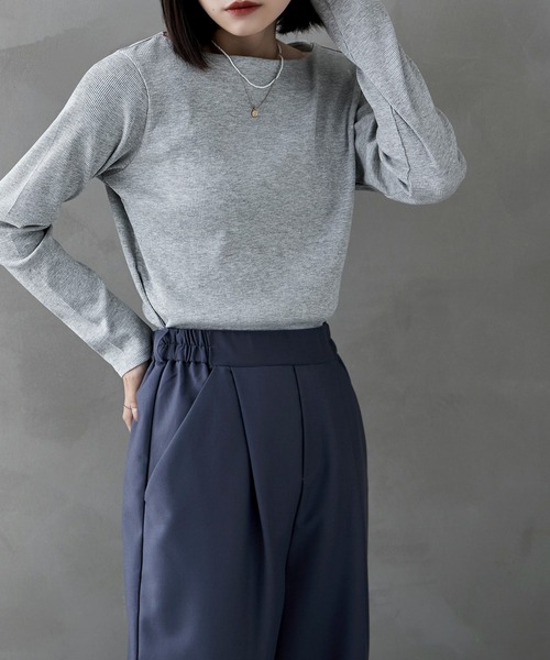 etoll.（エトル）の「ボートネックコットンロングスリーブリブT（Tシャツ/カットソー・レディース・ベージュ/ブラック/オフホワイト/杢グレー・L/LL/M/3L/4L）」の10枚目の写真