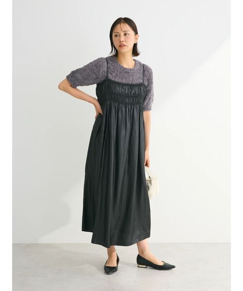 NON TOKYO グリーン ワンピース NON TOKYO（ノントーキョー）の「PRINT RIB NO-SLEEVE ONE-PIECE