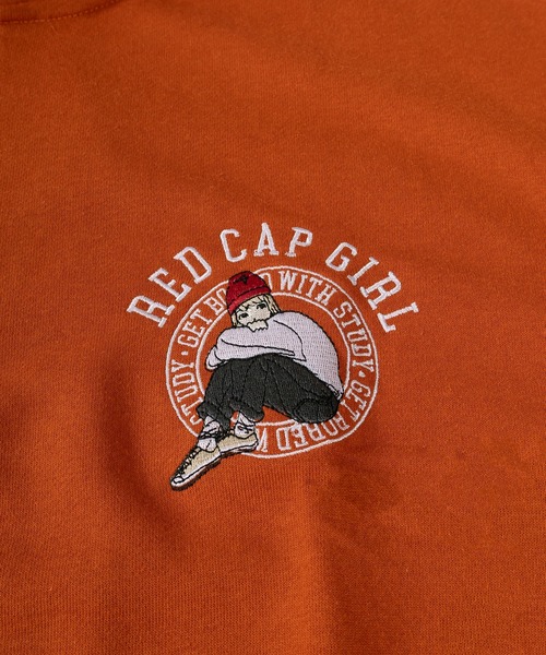 Red Cap Girl(レッドキャプガール)の「【Red Cap Girl/レッドキャップガール】ガールイラスト ワンポイント刺繍 ハーフジップスウェット オーバーサイズ ユニセックス 推し活(スウェット・メンズ・ネイビー/ブラック/ホワイト/オレンジ/アッシュグレー・L/M)」の13枚目の写真