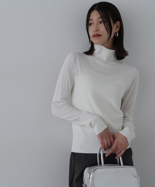 N.（N. Natural Beauty Basic）（エヌエヌナチュラルビューティーベーシック）の「◆ビスチェ切替タートルネックニット（ニット/セーター・レディース・ライトグリーン/オフホワイト/チャコールグレー/ブルー・MEDIUM）」の12枚目の写真