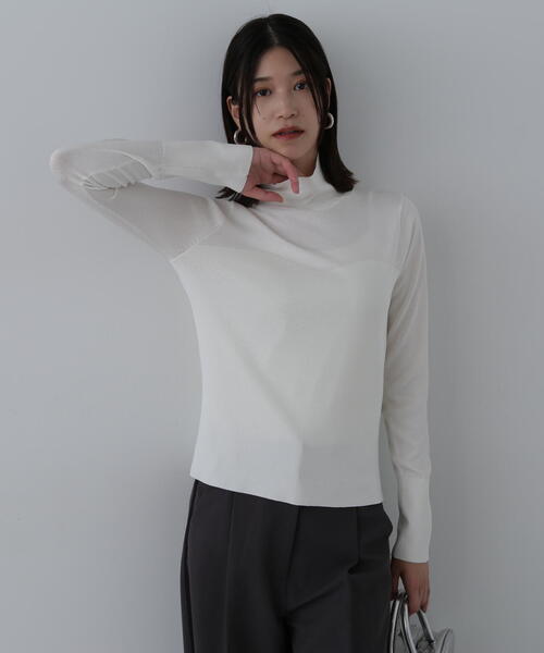 N.（N. Natural Beauty Basic）（エヌエヌナチュラルビューティーベーシック）の「◆ビスチェ切替タートルネックニット（ニット/セーター・レディース・ライトグリーン/オフホワイト/チャコールグレー/ブルー・MEDIUM）」の13枚目の写真