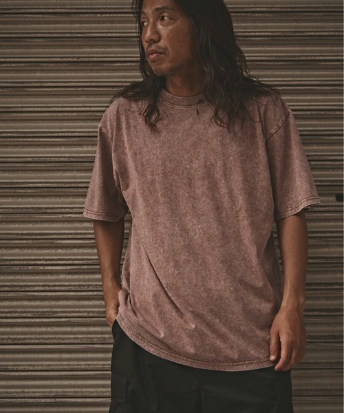 ALL RUNS(オールランズ)の「ヴィンテージ風 ウォッシュド コットン半袖Tシャツ メンズ 夏物 夏服(Tシャツ/カットソー・メンズ・ブラック/オリーブ/グレー/ブラウン・M/L/XL)」の1枚目の写真