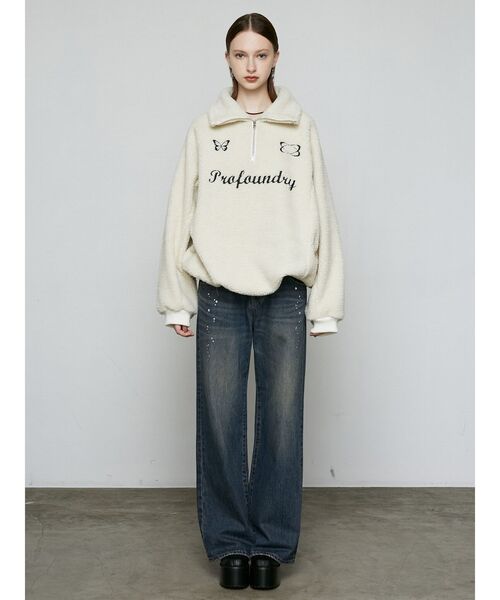 EMODA（エモダ）の「ユニフォームボアジッププルオーバー（Tシャツ/カットソー・レディース・グレー/ブラック/アイボリー・FREE）」の8枚目の写真