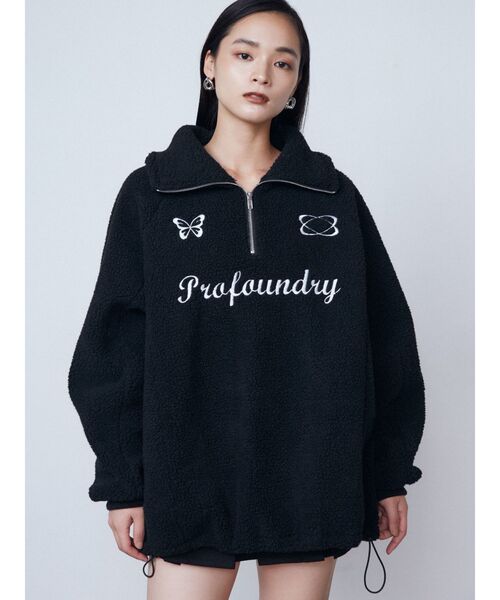 EMODA（エモダ）の「ユニフォームボアジッププルオーバー（Tシャツ/カットソー・レディース・グレー/ブラック/アイボリー・FREE）」の15枚目の写真