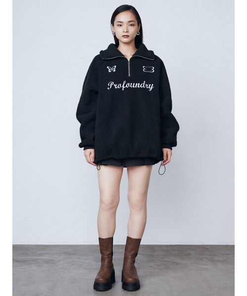 EMODA（エモダ）の「ユニフォームボアジッププルオーバー（Tシャツ/カットソー・レディース・グレー/ブラック/アイボリー・FREE）」の20枚目の写真