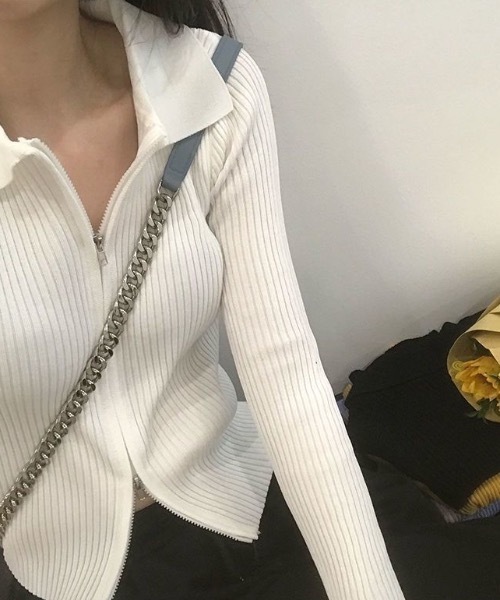 セール】フロントジップニット（ニット/セーター）｜roomy