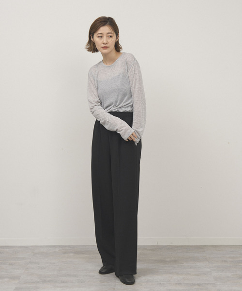 OUTDOOR PRODUCTS（アウトドアプロダクツ）の「シアークルーロングTシャツ（Tシャツ/カットソー・レディース・チャコールグレー/ホワイト/ライトグレー/イエロー・FREE）」の11枚目の写真