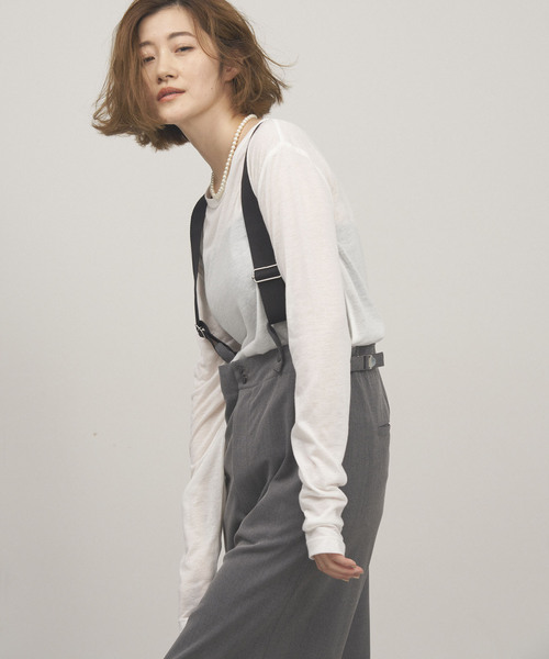 OUTDOOR PRODUCTS（アウトドアプロダクツ）の「シアークルーロングTシャツ（Tシャツ/カットソー・レディース・チャコールグレー/ホワイト/ライトグレー/イエロー・FREE）」の16枚目の写真