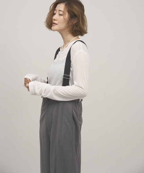 OUTDOOR PRODUCTS（アウトドアプロダクツ）の「シアークルーロングTシャツ（Tシャツ/カットソー・レディース・チャコールグレー/ホワイト/ライトグレー/イエロー・FREE）」の19枚目の写真