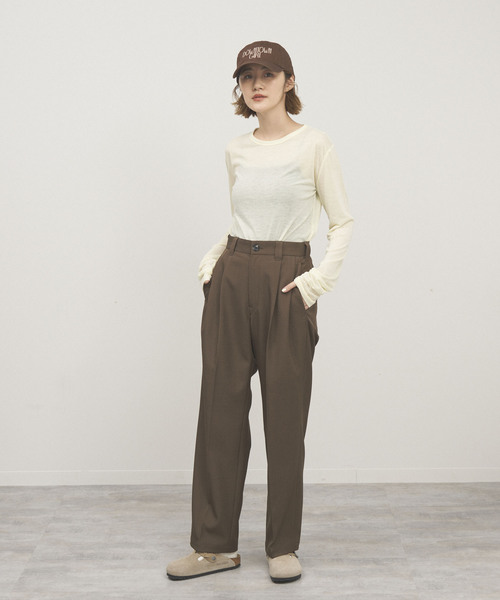 OUTDOOR PRODUCTS（アウトドアプロダクツ）の「シアークルーロングTシャツ（Tシャツ/カットソー・レディース・チャコールグレー/ホワイト/ライトグレー/イエロー・FREE）」の21枚目の写真