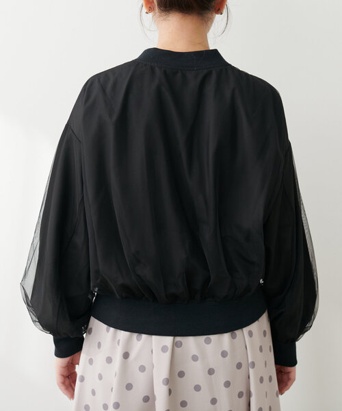 natural couture(ナチュラルクチュール)の「チュールレイヤードブルゾン(ブルゾン・レディース・モカ/ブラック/サックスブルー/アイボリー・FREE)」の16枚目の写真