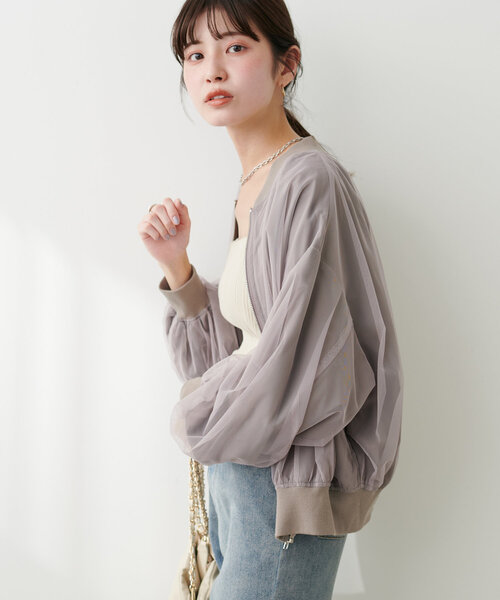 セール】チュールレイヤードブルゾン（ブルゾン）｜natural couture