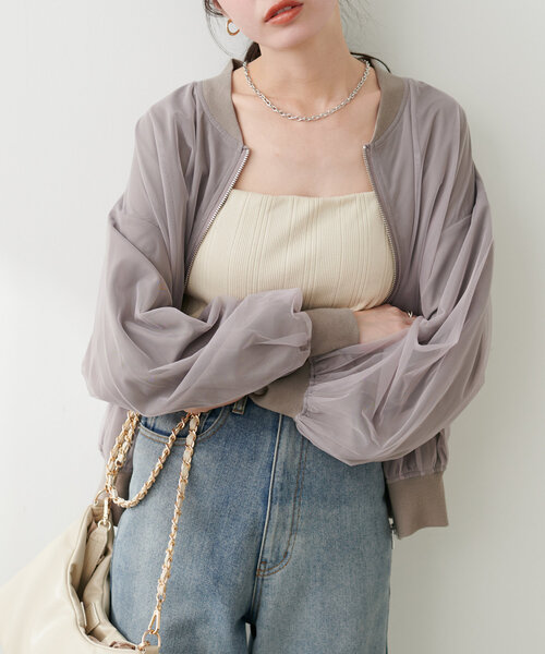 セール】チュールレイヤードブルゾン（ブルゾン）｜natural