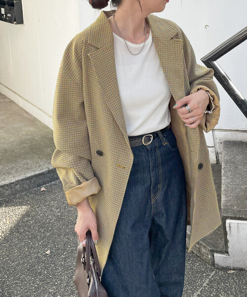 DISCOAT(ディスコート)の「【ユニセックス】ウールライクWブレストオーバージャケット(テーラードジャケット・レディース・ベージュ/ネイビー/グレー・FREE)」の11枚目の写真