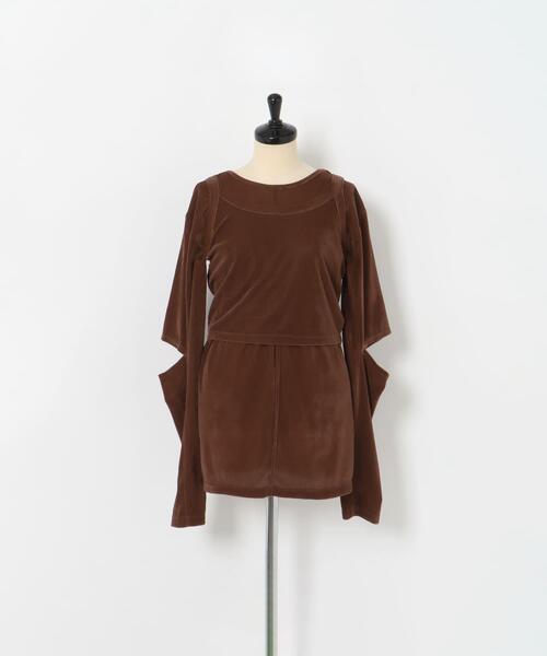 LAATO(ラート)の「velor layered tee(Tシャツ/カットソー・レディース・グレー/ブラウン・FREE)」の2枚目の写真