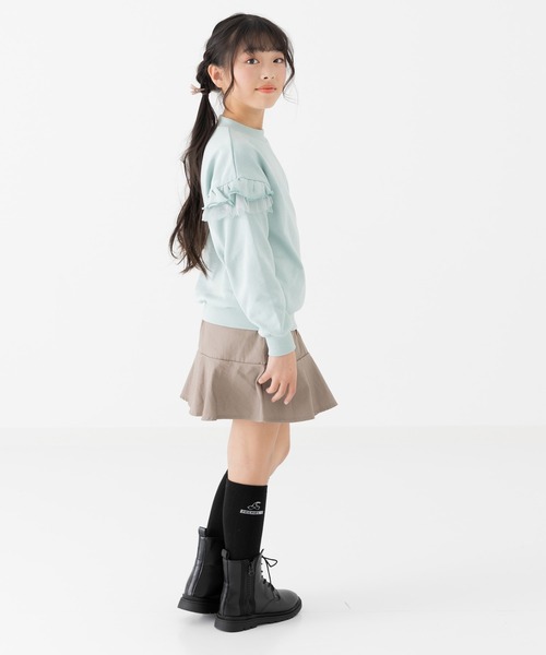 chil2（チルツー）の「肩チュールフリル 裏毛トレーナー（スウェット・キッズ・ブラック/スモークピンク/クリーム/ミント・120cm/100cm/110cm/90cm/150cm/140cm/130cm）」の12枚目の写真