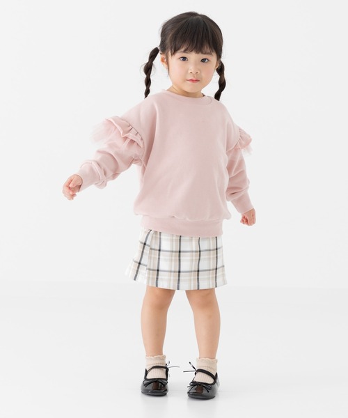 chil2（チルツー）の「肩チュールフリル 裏毛トレーナー（スウェット・キッズ・ブラック/スモークピンク/クリーム/ミント・120cm/100cm/110cm/90cm/150cm/140cm/130cm）」の13枚目の写真