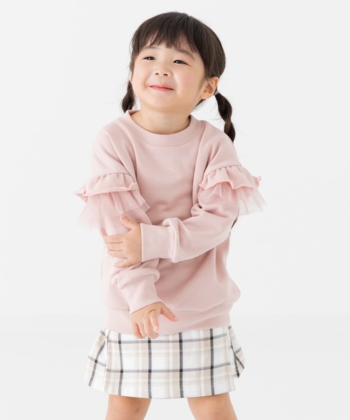 chil2（チルツー）の「肩チュールフリル 裏毛トレーナー（スウェット・キッズ・ブラック/スモークピンク/クリーム/ミント・120cm/100cm/110cm/90cm/150cm/140cm/130cm）」の15枚目の写真