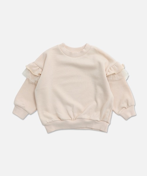 chil2（チルツー）の「肩チュールフリル 裏毛トレーナー（スウェット・キッズ・ブラック/スモークピンク/クリーム/ミント・120cm/100cm/110cm/90cm/150cm/140cm/130cm）」の16枚目の写真