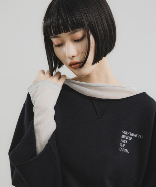 O0u(オーゼロユー)の「【relief O0u】ラメスウェットプルオーバー 152250(Tシャツ/カットソー・レディース・ブラック/グレー・FREE)」の2枚目の写真