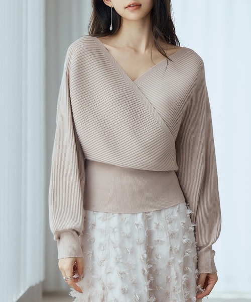 SAISON DE PAPILLON(セゾンドパピヨン)の「レディース ドルマンスリーブカシュクールニット きれいめ Vネック(ニット/セーター・レディース・ブラウン/ベージュ/チャコール/アイボリー/ブラック・M/L)」の16枚目の写真