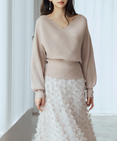 SAISON DE PAPILLON(セゾンドパピヨン)の「レディース ドルマンスリーブカシュクールニット きれいめ Vネック(ニット/セーター・レディース・ブラウン/ベージュ/チャコール/アイボリー/ブラック・M/L)」の22枚目の写真