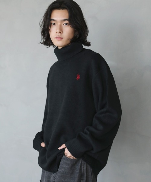 U.S. POLO ASSN.（ユーエスポロアッスン）の「U.S.POLO ASSN.別注 ルーズタートルネックニット（ニット/セーター・メンズ・ブラック/オフホワイト/グレー/ブルー・S/M/L/XL）」の5枚目の写真