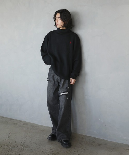 U.S. POLO ASSN.（ユーエスポロアッスン）の「U.S.POLO ASSN.別注 ルーズタートルネックニット（ニット/セーター・メンズ・ブラック/オフホワイト/グレー/ブルー・S/M/L/XL）」の8枚目の写真