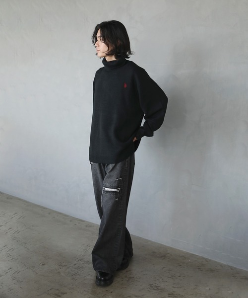 U.S. POLO ASSN.（ユーエスポロアッスン）の「U.S.POLO ASSN.別注 ルーズタートルネックニット（ニット/セーター・メンズ・ブラック/オフホワイト/グレー/ブルー・S/M/L/XL）」の10枚目の写真