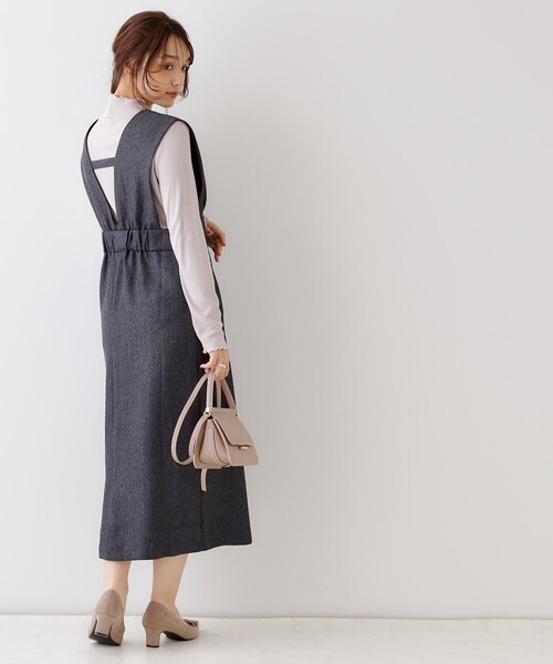couture brooch（クチュールブローチ）の「◆【洗える・スッキリ見え最旬ワンピ】メランジヘリンボーンジャンスカ（ワンピース・レディース・チャコールグレー/ライトグレー・36/38/42）」の17枚目の写真