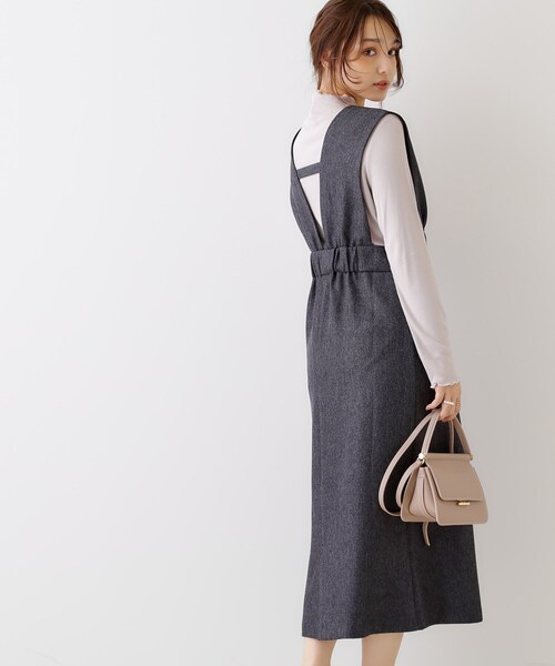 couture brooch（クチュールブローチ）の「◆【洗える・スッキリ見え最旬ワンピ】メランジヘリンボーンジャンスカ（ワンピース・レディース・チャコールグレー/ライトグレー・36/38/42）」の20枚目の写真