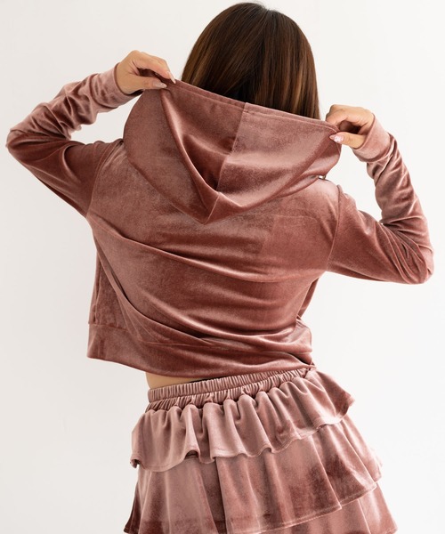 dispark（ディスパーク）の「DISPARK/ラインストーンベロアWZIPパーカー（パーカー・レディース・ブラック/ピンク・FREE）」の15枚目の写真