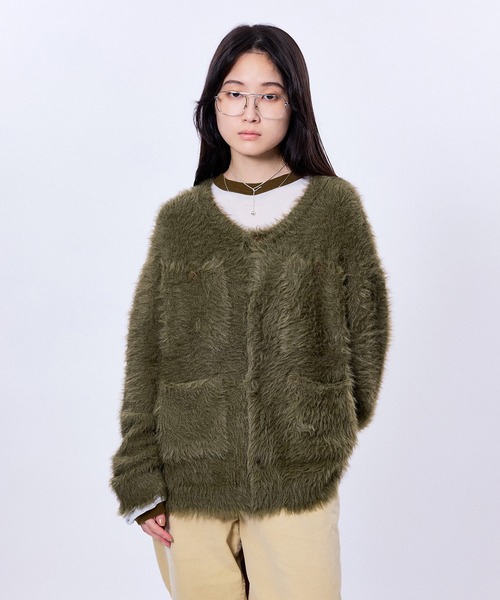 M TO R(ムウトアール)の「SHAGGY KNIT CARDIGAN(カーディガン/ボレロ・レディース・レッド/ホワイト/カーキ・38/40)」の3枚目の写真