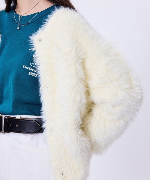 M TO R(ムウトアール)の「SHAGGY KNIT CARDIGAN(カーディガン/ボレロ・レディース・レッド/ホワイト/カーキ・38/40)」の9枚目の写真