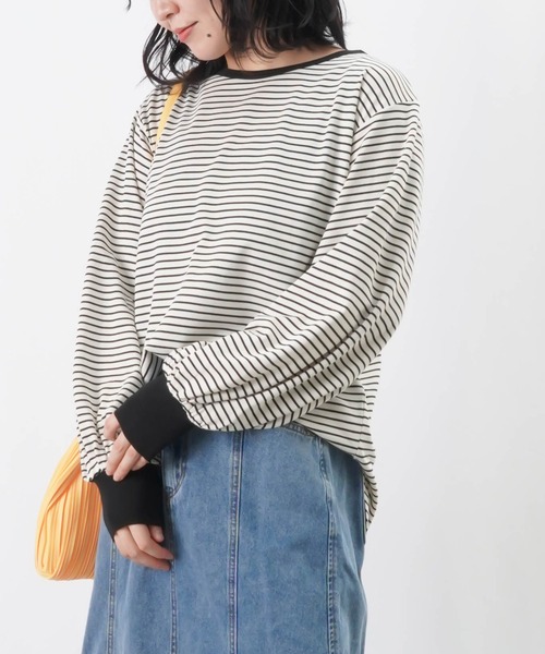 【セール】LC/LLL ボーダー袖口リブプルオーバー / 袖リブボーダーロンT（Tシャツ/カットソー）｜LUCA/LADY LUCK LUCA（ルカ/レディラックルカ）